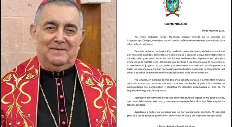Perdona a sus agresores: Obispo Salvador Rangel